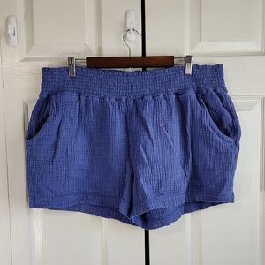 Aerie Womens Periwinkle/Blue Gauzy Shorts Size XXL Pockets Elastic Waistband